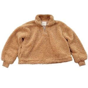 Thread & Supply Sherpa Pullover Small Camel Quarter Zip Cozy Fleece Jacket
